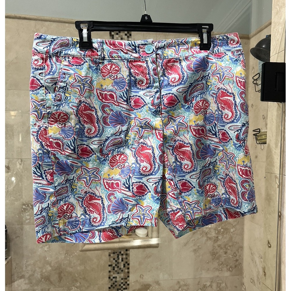 Talbots The Weekend Chino Shorts Women's Size 10 Beach Seahorse Shells